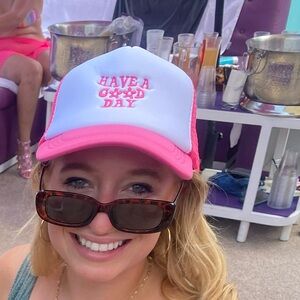 “Have a good day” pink trucker hat